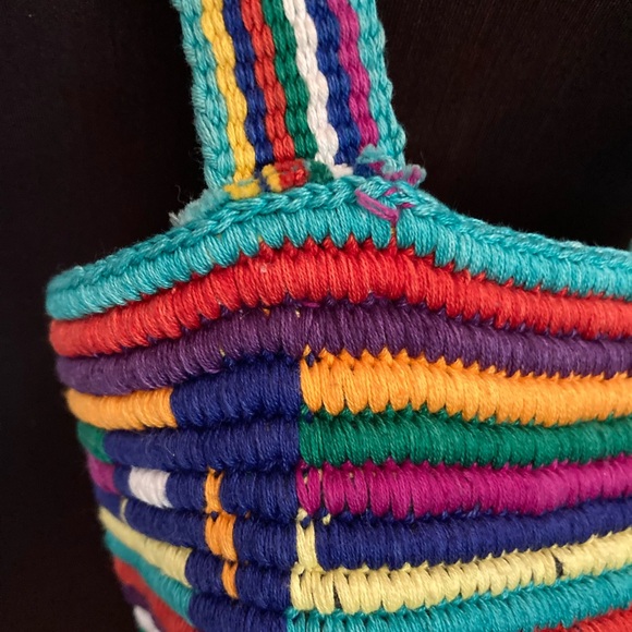 Vintage 90s Embroidered Guatemalan Textile Maya Mexico Art Purse Bag Birds - Picture 8 of 9